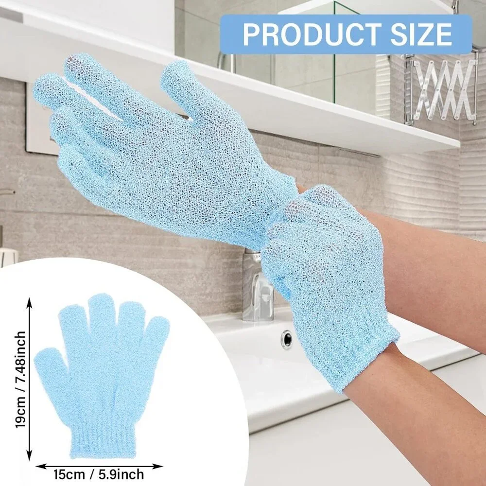 2 Pair Bath Gloves for Shower Natural Loofah Exfoliating Wash Gloves for Body an